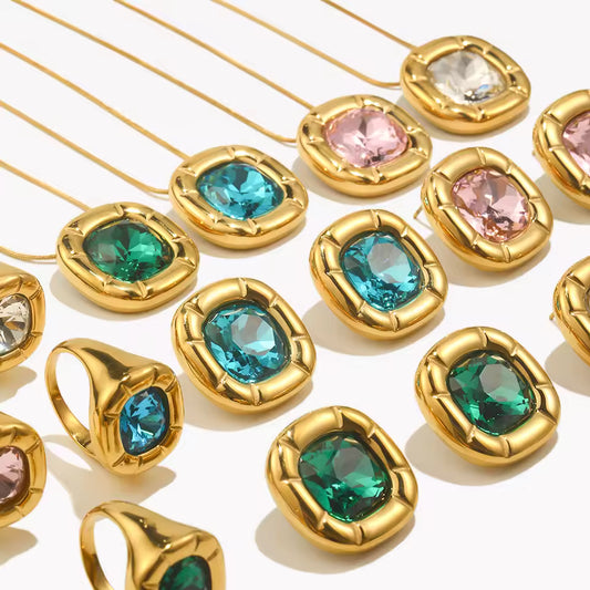 The Olympia Set - Stainless Steel Necklace, Earring, Ring