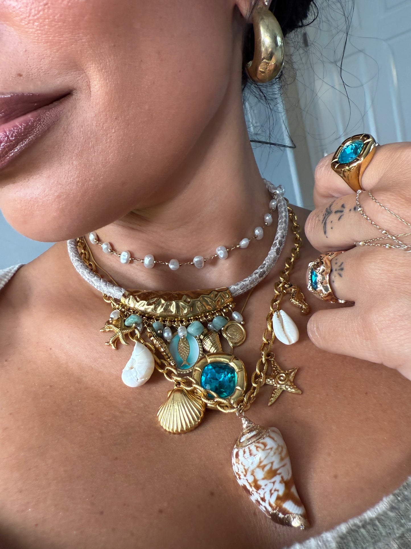 Pearls and Starfish Rope Necklace