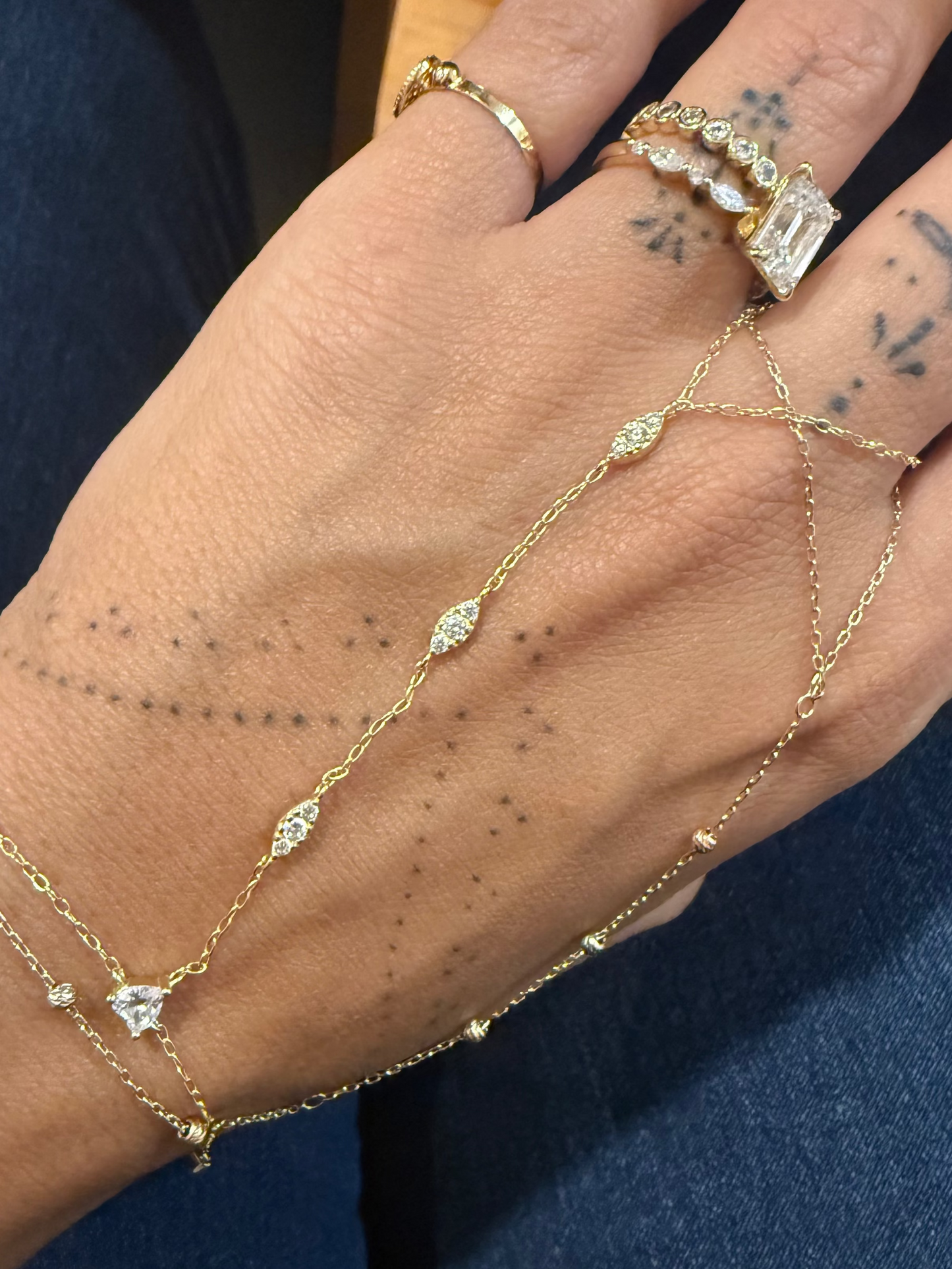 Zircon Hand Chain - Gold Plated over 925 Sterling Silver