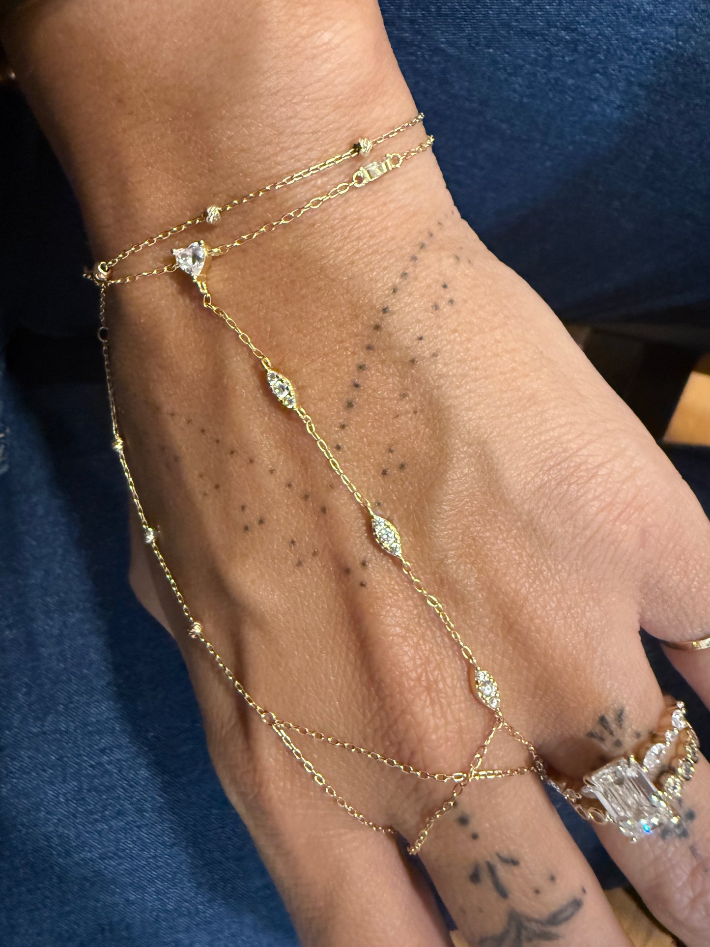 Zircon Hand Chain - Gold Plated over 925 Sterling Silver