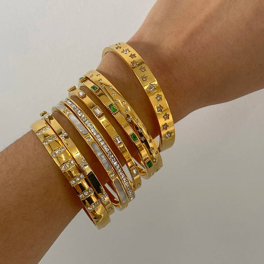 Caitlyn Minimalist Zircon Bracelet Star Buckle Stackable Bracelet Women'S Jewelry Gift for Her