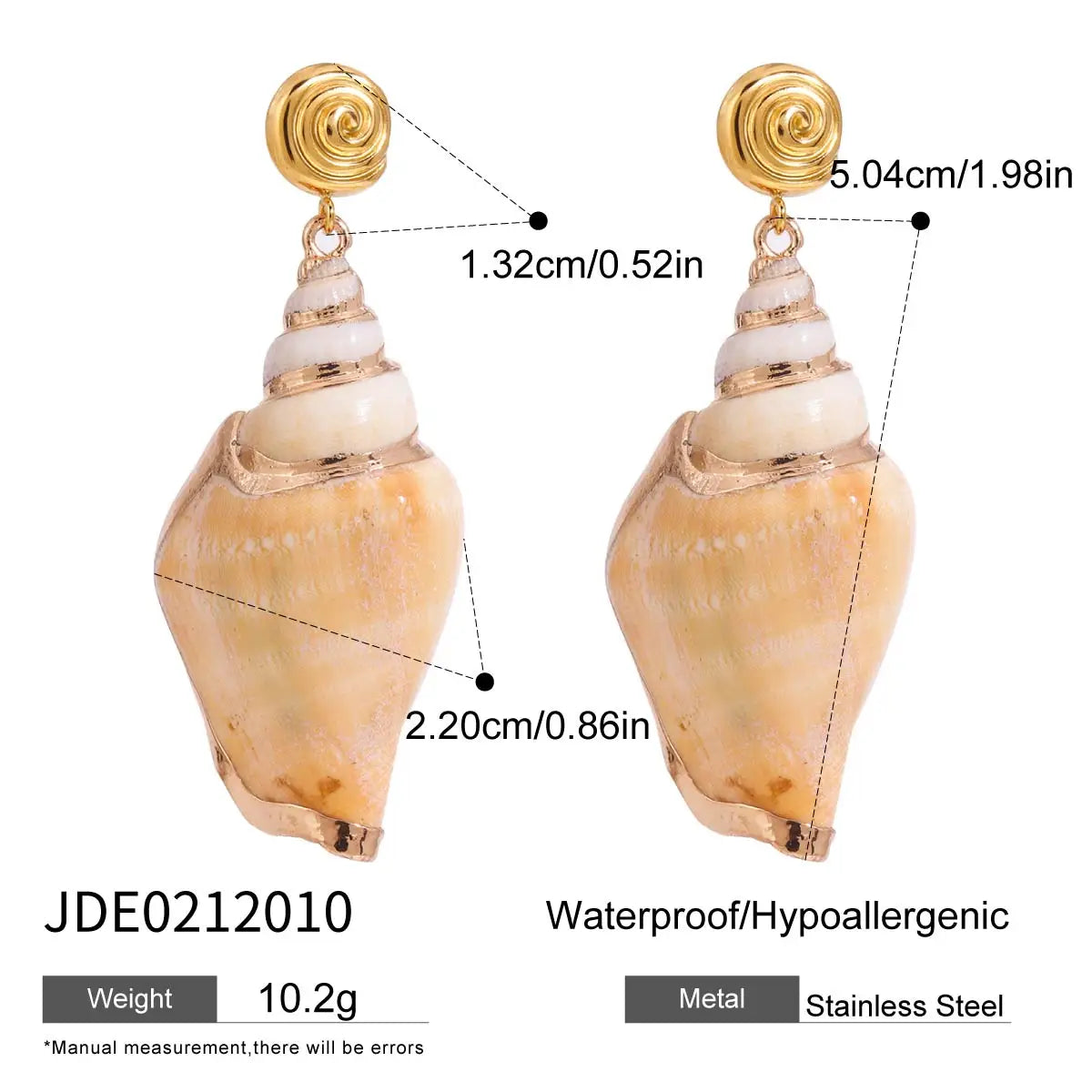 Uworld Ocean Vacation Style Natural Shell Conch Earrings Hammer Patterned Sea Star Ribbed Shell Conch Pendant Necklace Women'S J